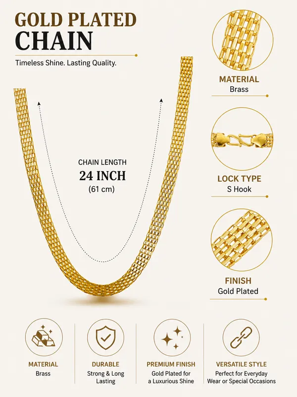City_Girl_Jewellery_Gold_Plated_Chain_For_Men_Women_24_Inch_Brass_Chain_Necklace_With_S_Hook_Lock_Stylish_Western_Fusion_Wear_Jewellery_For_Daily_Wear_Default_Title