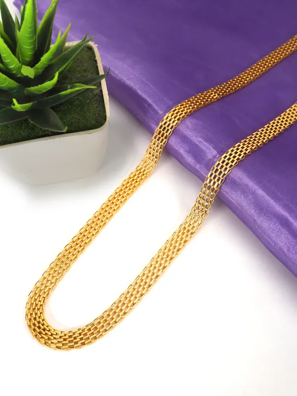 City_Girl_Jewellery_Gold_Plated_Chain_For_Men_Women_24_Inch_Brass_Chain_Necklace_With_S_Hook_Lock_Stylish_Western_Fusion_Wear_Jewellery_For_Daily_Wear_Default_Title