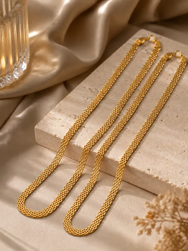 City_Girl_Jewellery_Gold_Plated_Chain_Pack_Of_2_For_Men_Women_24_Inch_Brass_Chain_Necklace_With_S_Hook_Lock_Stylish_Western_Fusion_Wear_Jewellery_Default_Title