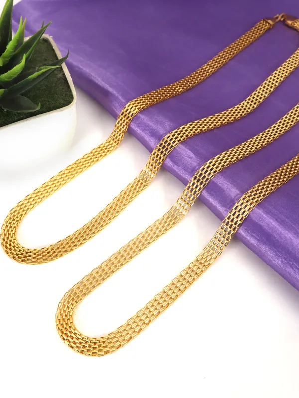 City_Girl_Jewellery_Gold_Plated_Chain_Pack_Of_2_For_Men_Women_24_Inch_Brass_Chain_Necklace_With_S_Hook_Lock_Stylish_Western_Fusion_Wear_Jewellery_Default_Title