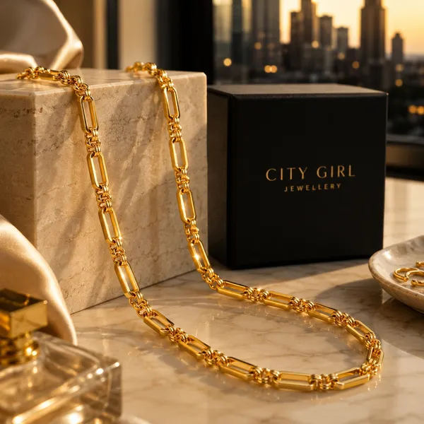 City_Girl_Jewellery_18k_Gold_Plated_20_Inch_24_Inch_Link_Chain_For_Men_Women_5mm_Micro_Gold_Plated_Stainless_Steel_Chain_Anti_Tarnish_Waterproof_Skin_Friendly_Lightweight_Daily_Wear_Necklace
