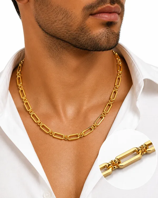 City_Girl_Jewellery_18k_Gold_Plated_20_Inch_24_Inch_Link_Chain_For_Men_Women_5mm_Micro_Gold_Plated_Stainless_Steel_Chain_Anti_Tarnish_Waterproof_Skin_Friendly_Lightweight_Daily_Wear_Necklace