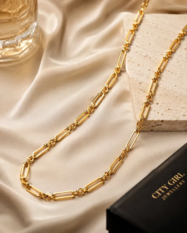 City_Girl_Jewellery_18k_Gold_Plated_20_Inch_24_Inch_Link_Chain_For_Men_Women_5mm_Micro_Gold_Plated_Stainless_Steel_Chain_Anti_Tarnish_Waterproof_Skin_Friendly_Lightweight_Daily_Wear_Necklace