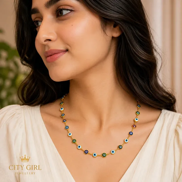 City_Girl_Jewellery_24k_Gold_Plated_Evil_Eye_Chain_Necklace_For_Women_Anti_Tarnish_Hypoallergenic_Multicolor_Enamel_Beads_Lightweight_Daily_Wear_Jewellery_24_Inch_Cn_1743_Default_Title