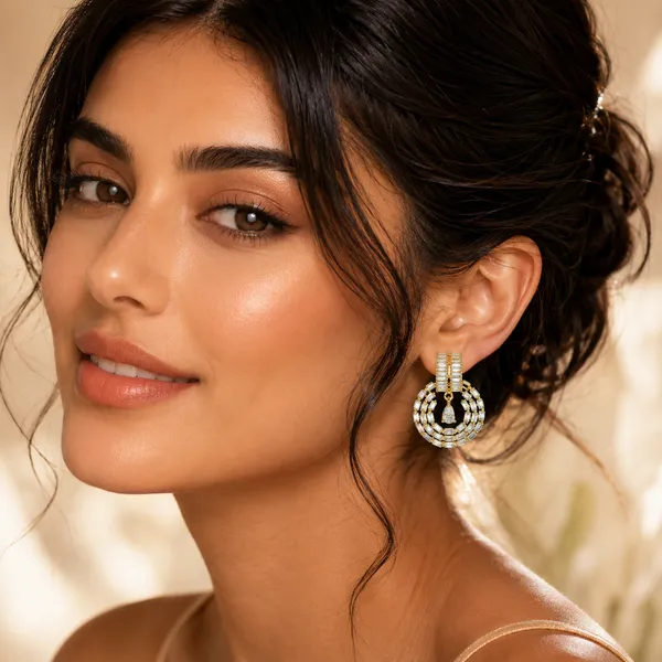 City_Girl_Jewellery_Gold_Plated_Baguette_Cz_Circular_Drop_Earrings_For_Women_Premium_Statement_Party_Wear_Earrings_Default_Title