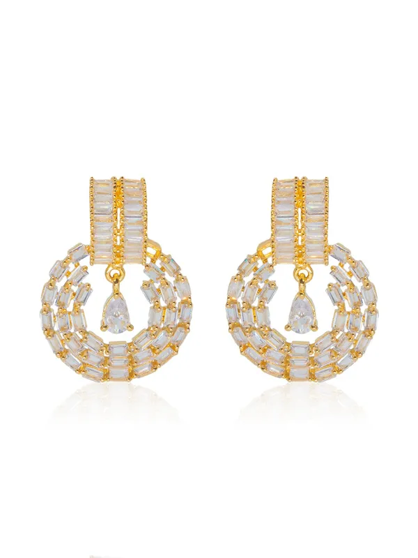 City_Girl_Jewellery_Gold_Plated_Baguette_Cz_Circular_Drop_Earrings_For_Women_Premium_Statement_Party_Wear_Earrings_Default_Title