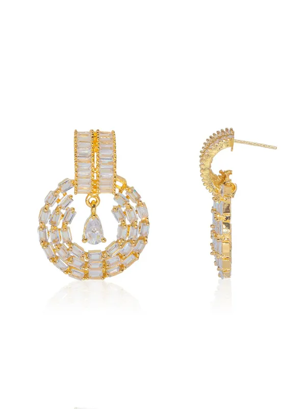 City_Girl_Jewellery_Gold_Plated_Baguette_Cz_Circular_Drop_Earrings_For_Women_Premium_Statement_Party_Wear_Earrings_Default_Title