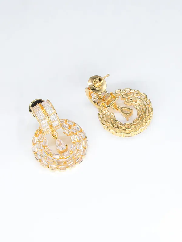 City_Girl_Jewellery_Gold_Plated_Baguette_Cz_Circular_Drop_Earrings_For_Women_Premium_Statement_Party_Wear_Earrings_Default_Title