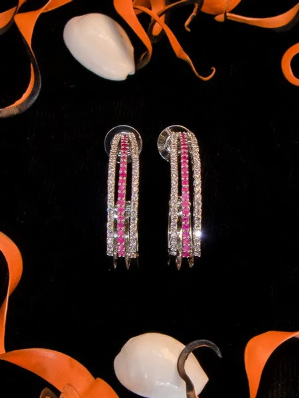 City_Girl_Shimmer_Rhodium_Plated_Elegant_Curve_Design_Studs_Fuchsia_Default_Title