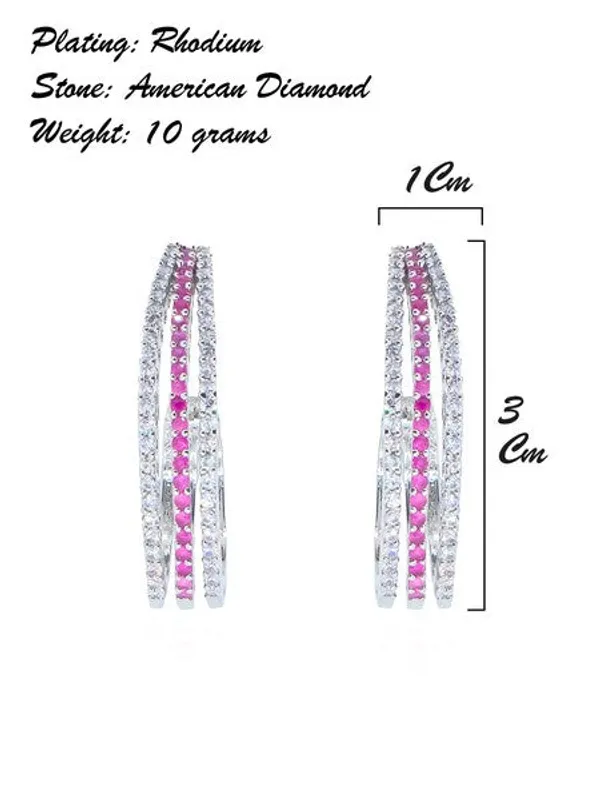 City_Girl_Shimmer_Rhodium_Plated_Elegant_Curve_Design_Studs_Fuchsia_Default_Title