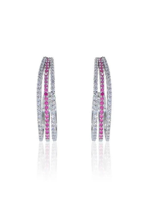 City_Girl_Shimmer_Rhodium_Plated_Elegant_Curve_Design_Studs_Fuchsia_Default_Title