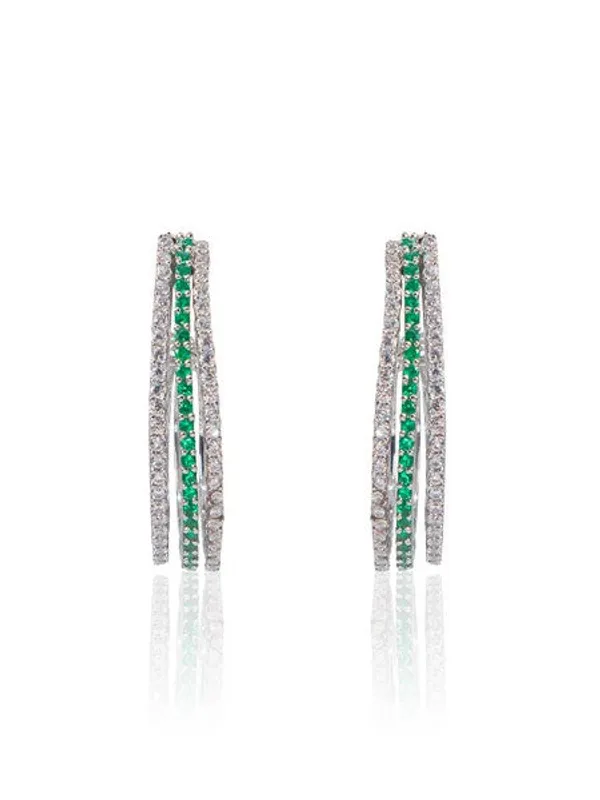 City_Girl_Shimmer_Rhodium_Plated_Elegant_Curve_Design_Studs_Emerald_Green_Default_Title