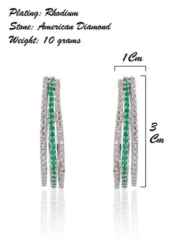 City_Girl_Shimmer_Rhodium_Plated_Elegant_Curve_Design_Studs_Emerald_Green_Default_Title