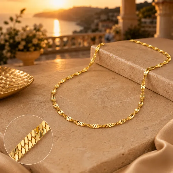 City_Girl_Jewellery_24ct_Gold_Plated_Twisted_Snake_Chain_Necklace_For_Women_Girls_20_Inch_Copper_Gold_Replica_Chain_Lightweight_Rash_Free_Skin_Friendly_Premium_Fashion_Jewellery_For_Daily_Wear_Office_Party_Festive_Wear_Cn_426_Default_Title