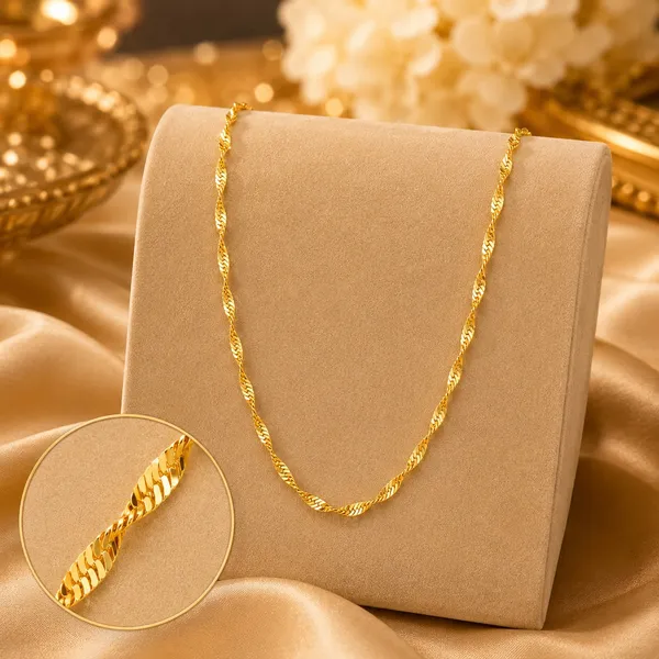 City_Girl_Jewellery_24ct_Gold_Plated_Twisted_Snake_Chain_Necklace_For_Women_Girls_20_Inch_Copper_Gold_Replica_Chain_Lightweight_Rash_Free_Skin_Friendly_Premium_Fashion_Jewellery_For_Daily_Wear_Office_Party_Festive_Wear_Cn_426_Default_Title
