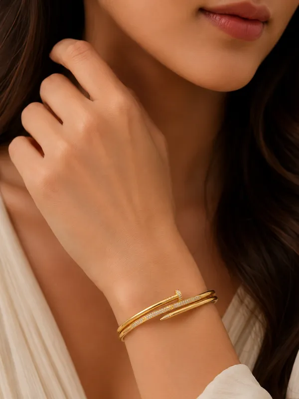 City_Girl_Jewellery_24ct_Gold_Plated_Nail_Bracelet_For_Women_Aaa_Cubic_Zirconia_Studded_Openable_Cuff_Bangle_Anti_Tarnish_Lightweight_Daily_Wear_Fashion_Bracelet_For_Girls_Women_Gift_For_Wife_Sister_Girlfriend_Default_Title