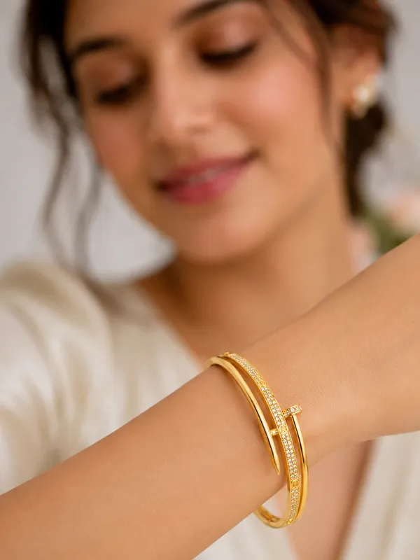 City_Girl_Jewellery_24ct_Gold_Plated_Nail_Bracelet_For_Women_Aaa_Cubic_Zirconia_Studded_Openable_Cuff_Bangle_Anti_Tarnish_Lightweight_Daily_Wear_Fashion_Bracelet_For_Girls_Women_Gift_For_Wife_Sister_Girlfriend_Default_Title