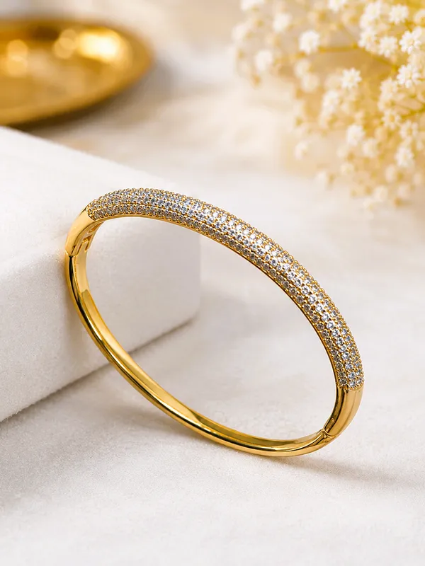 City_Girl_Jewellery_Gold_Plated_American_Diamond_Bracelet_For_Women_Openable_Kada_Bracelet_Cz_Stone_Studded_Elegant_Bangle_Lightweight_Daily_Wear_Party_Wear_Bracelet_Anniversary_Wedding_Gift_For_Women_Default_Title