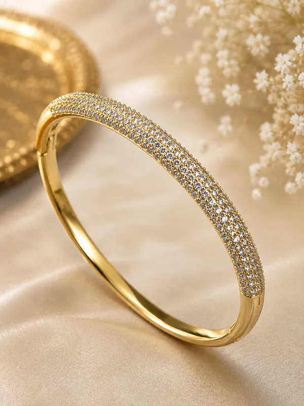 City_Girl_Jewellery_Gold_Plated_American_Diamond_Bracelet_For_Women_Openable_Kada_Bracelet_Cz_Stone_Studded_Elegant_Bangle_Lightweight_Daily_Wear_Party_Wear_Bracelet_Anniversary_Wedding_Gift_For_Women_Default_Title