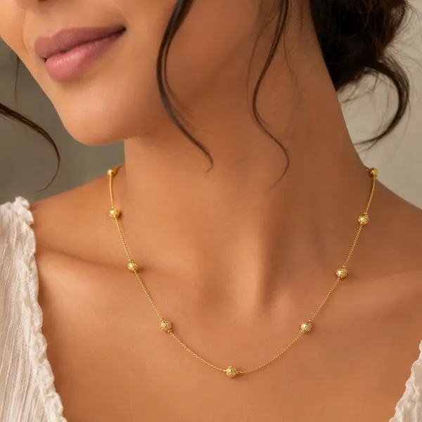 City_Girl_Jewellery_24_Inch_Gold_Plated_Beaded_Chain_Necklace_For_Women_6g_Lightweight_Elegant_Daily_Wear_Fashion_Chain_Traditional_Casual_Jewellery_Gift_For_Women_Girls_Default_Title