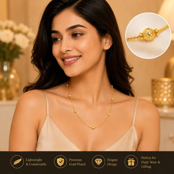 City_Girl_Jewellery_24_Inch_Gold_Plated_Beaded_Chain_Necklace_For_Women_6g_Lightweight_Elegant_Daily_Wear_Fashion_Chain_Traditional_Casual_Jewellery_Gift_For_Women_Girls_Default_Title