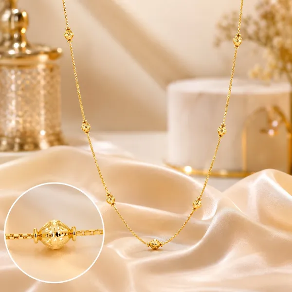 City_Girl_Jewellery_24_Inch_Gold_Plated_Beaded_Chain_Necklace_For_Women_6g_Lightweight_Elegant_Daily_Wear_Fashion_Chain_Traditional_Casual_Jewellery_Gift_For_Women_Girls_Default_Title