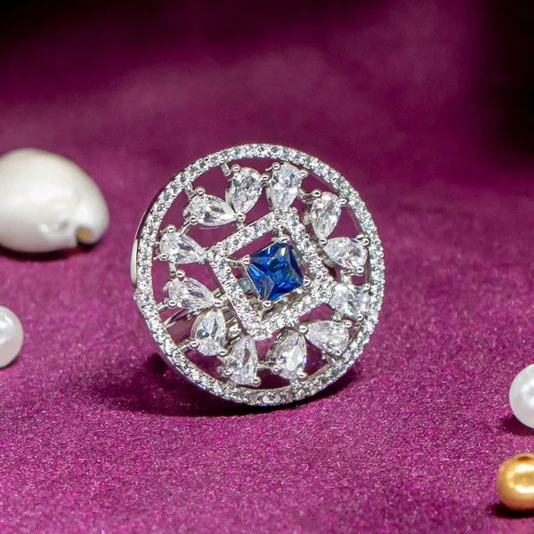 City_Girl_Brass_Rhodium_Plated_Cz_Sapphire_Glow_Cocktail_Ring_Blue_Default_Title