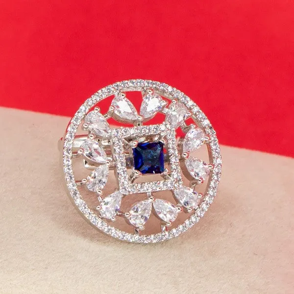 City_Girl_Brass_Rhodium_Plated_Cz_Sapphire_Glow_Cocktail_Ring_Blue_Default_Title