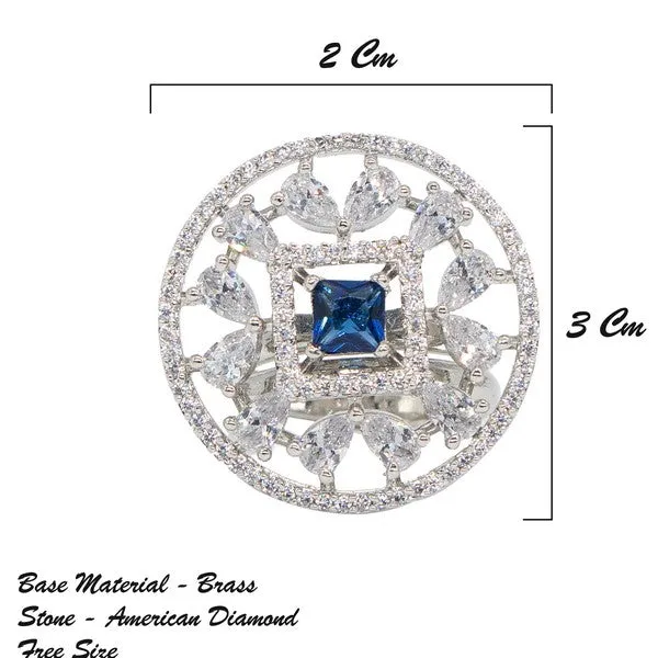 City_Girl_Brass_Rhodium_Plated_Cz_Sapphire_Glow_Cocktail_Ring_Blue_Default_Title