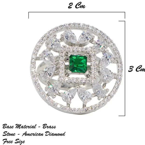 City_Girl_Brass_Rhodium_Plated_Cz_Sapphire_Glow_Cocktail_Ring_Green_Default_Title