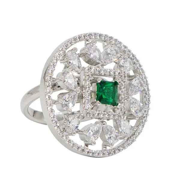 City_Girl_Brass_Rhodium_Plated_Cz_Sapphire_Glow_Cocktail_Ring_Green_Default_Title