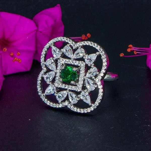 City_Girl_Brass_Green_Cz_Stone_Studded_Rhodium_Plated_Cocktail_Finge_Ring_Free_Size_Green_Default_Title
