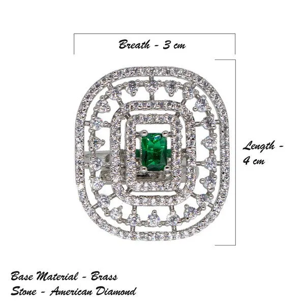 City_Girl_Brass_Green_Cz_Stone_Studded_Rhodium_Plated_Cocktail_Finge_Ring_Free_Size_Blue_Default_Title