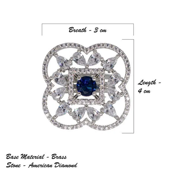 City_Girl_Brass_Green_Cz_Stone_Studded_Rhodium_Plated_Cocktail_Finge_Ring_Free_Size_Blue_Default_Title
