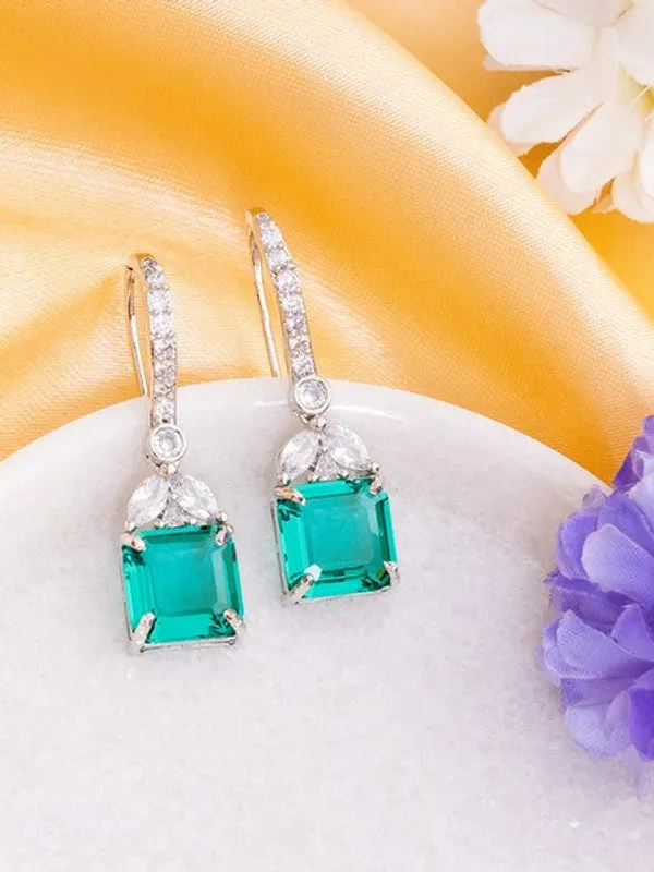 American_Diamond_Rhodium_Plated_Drop_Earrings_With_Hydro_Cz_Stone_Midnight_Blue_Default_Title