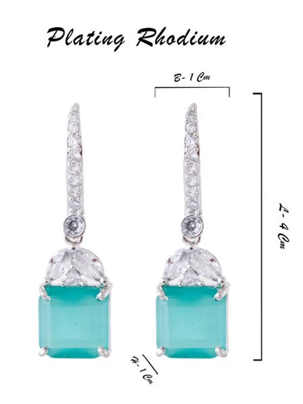 American_Diamond_Rhodium_Plated_Drop_Earrings_With_Hydro_Cz_Stone_Sea_Green_Default_Title