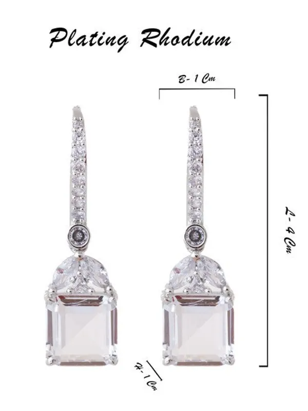 American_Diamond_Rhodium_Plated_Drop_Earrings_With_Hydro_Cz_Stone_Cyan_Default_Title