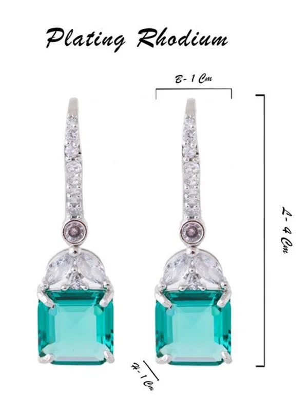 American_Diamond_Rhodium_Plated_Drop_Earrings_With_Hydro_Cz_Stone_Cyan_Default_Title
