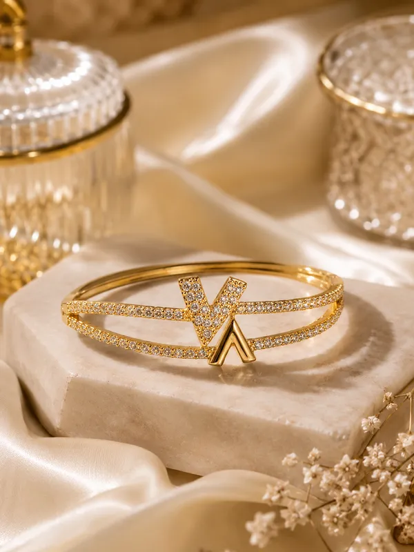Citygirl_Gold_Plated_Arrow_Design_Bracelet_For_Women_Aaa_Cubic_Zirconia_Stone_Bracelet_City_Girl_Adfx_06_Anti_Tarnish_Daily_Wear_Bangle_Elegant_Party_Wedding_Gift_Jewellery_For_Girls_Women_Default_Title