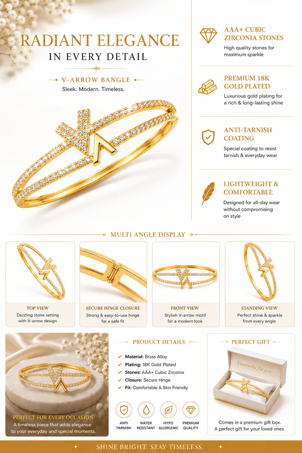 Citygirl_Gold_Plated_Arrow_Design_Bracelet_For_Women_Aaa_Cubic_Zirconia_Stone_Bracelet_City_Girl_Adfx_06_Anti_Tarnish_Daily_Wear_Bangle_Elegant_Party_Wedding_Gift_Jewellery_For_Girls_Women_Default_Title