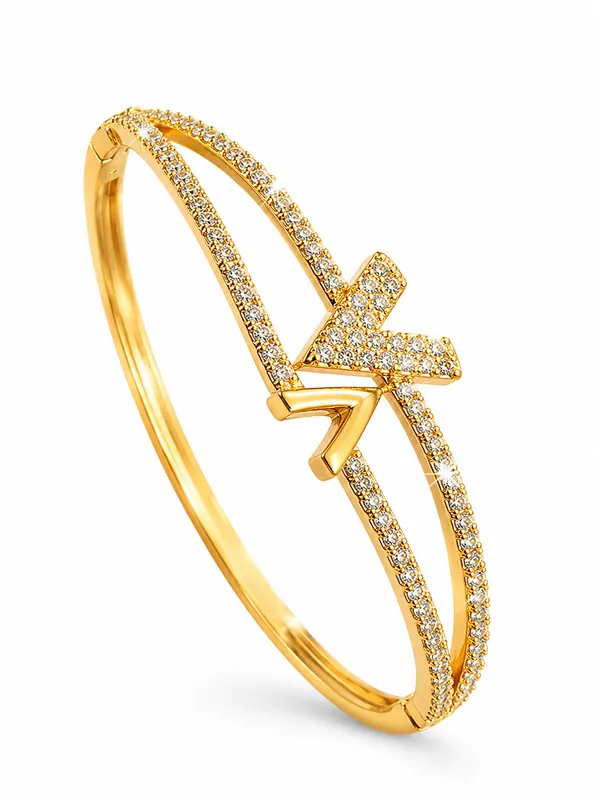 Citygirl_Gold_Plated_Arrow_Design_Bracelet_For_Women_Aaa_Cubic_Zirconia_Stone_Bracelet_City_Girl_Adfx_06_Anti_Tarnish_Daily_Wear_Bangle_Elegant_Party_Wedding_Gift_Jewellery_For_Girls_Women_Default_Title