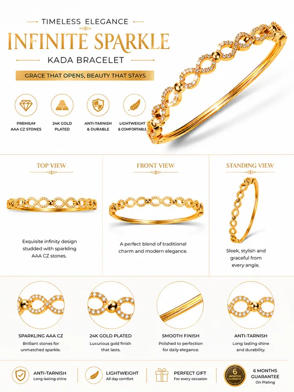 Citygirl_18k_Gold_Plated_Openable_Infinity_Kada_Bracelet_For_Women_American_Diamond_Cubic_Zirconia_Cz_Stone_Bracelet_Oval_Shape_Anti_Tarnish_Fits_Sizes_2_4_2_6_2_8_One_Size_Default_Title