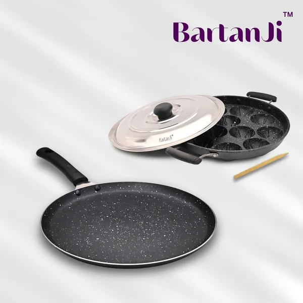 Non_Stick_Cookware_Combo_Set_Dosa_Tawa_And_Appam_Patra_With_Lid