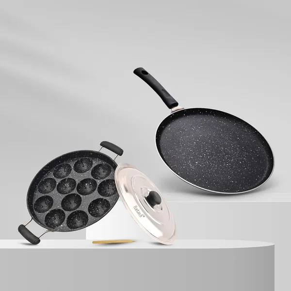 Non_Stick_Cookware_Combo_Set_Dosa_Tawa_And_Appam_Patra_With_Lid