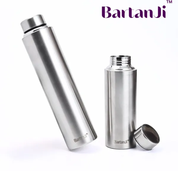 BartanJi_Single_Wall_Stainless_Steel_Fridge_Water_Bottle_Set_1000_ml_Steel_Bottle_(Pack_of_4,_Silver)