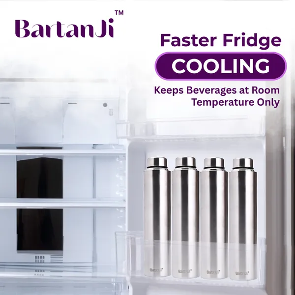 BartanJi_Single_Wall_Stainless_Steel_Fridge_Water_Bottle_Set_1000_ml_Steel_Bottle_(Pack_of_4,_Silver)