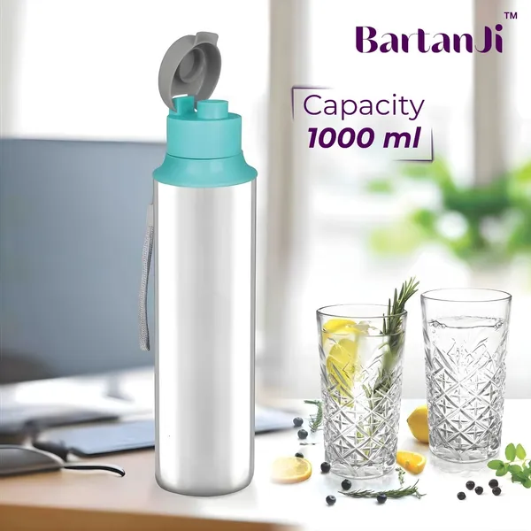 BartanJi_Stainless_Steel_Water_Bottle_with_Flip_Cap_&_Carry_Strap_for_Office_Gym,_Travel_1000_ml_Stainless_Steel_Bottle_(Pack_of_1,_Steel/Chrome)