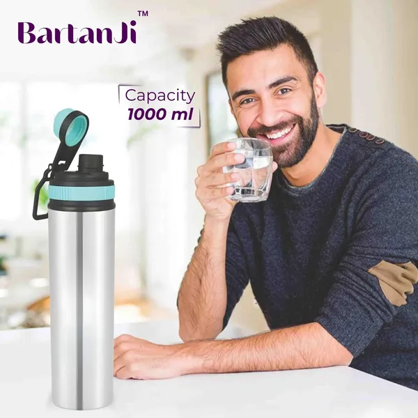 BartanJi_Insulated_Water_Bottle_1_Litre_Leakproof_Steel_Bottle_1000_ml_Stainless_Steel_Bottle_(Pack_of_1,_Steel/Chrome)
