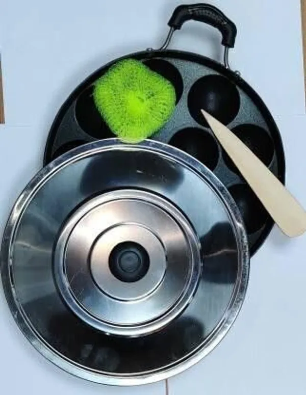 mishita_appliances_12_Cavities_Non_Stick_Appam_Patra_with_Lid_and_Side_Handle/_kulipaniyaram_pan_nonstick/_appe/_aapee_ka_sacha/_panniyaram_kadai/_Paniyarrakal/Paniyaram/Appam_Pan/Appam_Maker/Pan_Cake/guntapongadalu_pan/appam_kadai/Ponganal_Maker/idali_Maker/idli_Pan_kadai/litti_maker_Paniarakkal_with_Lid_Paniarakkal_with_Lid_Paniarakkal_Pan_23_cm_diameter_with_Lid_1_L_capacity_(Aluminium,_Non-stick)