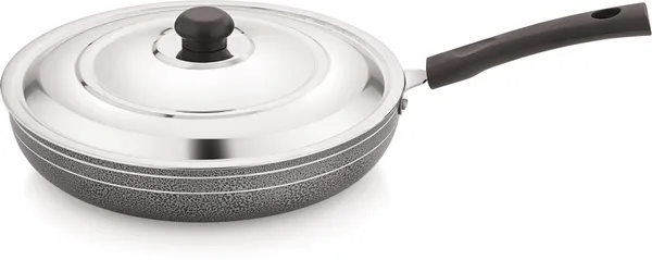 BartanJi_Fry_Pan_with_Lid_22cm,_Heat-Resistant_Handle_Fry_Pan_12_cm_diameter_with_Lid_1_L_capacity_(Aluminium,_Non-stick)
